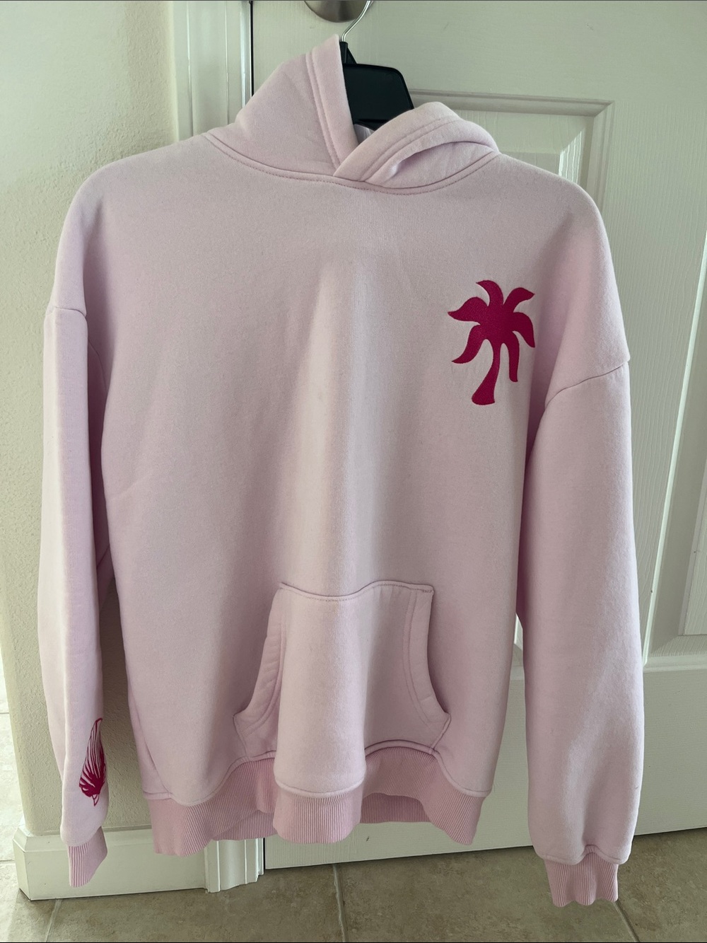Pink Palm Puff Blush Pink Hawaii Hibiscus Hoodie
